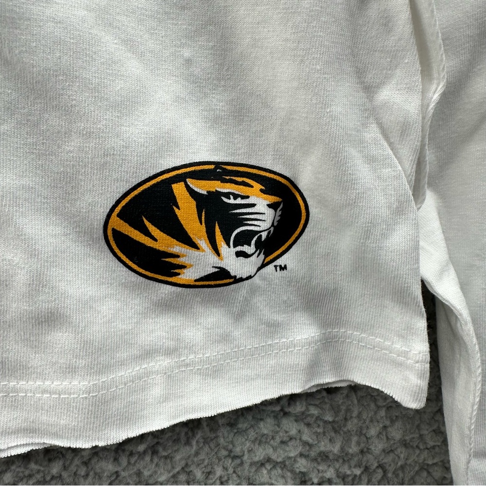 Rivalry Threads Mizzou Tigers White Cropped Long Sleeve Tee Shirt - Picture 4 of 8